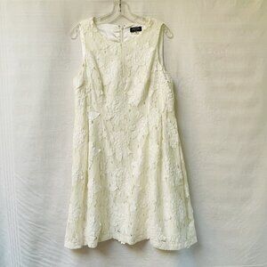 Tahari Dress Womens 12 Ivory‎ Floral Appliqué Lace Sheath Wedding Party Formal
